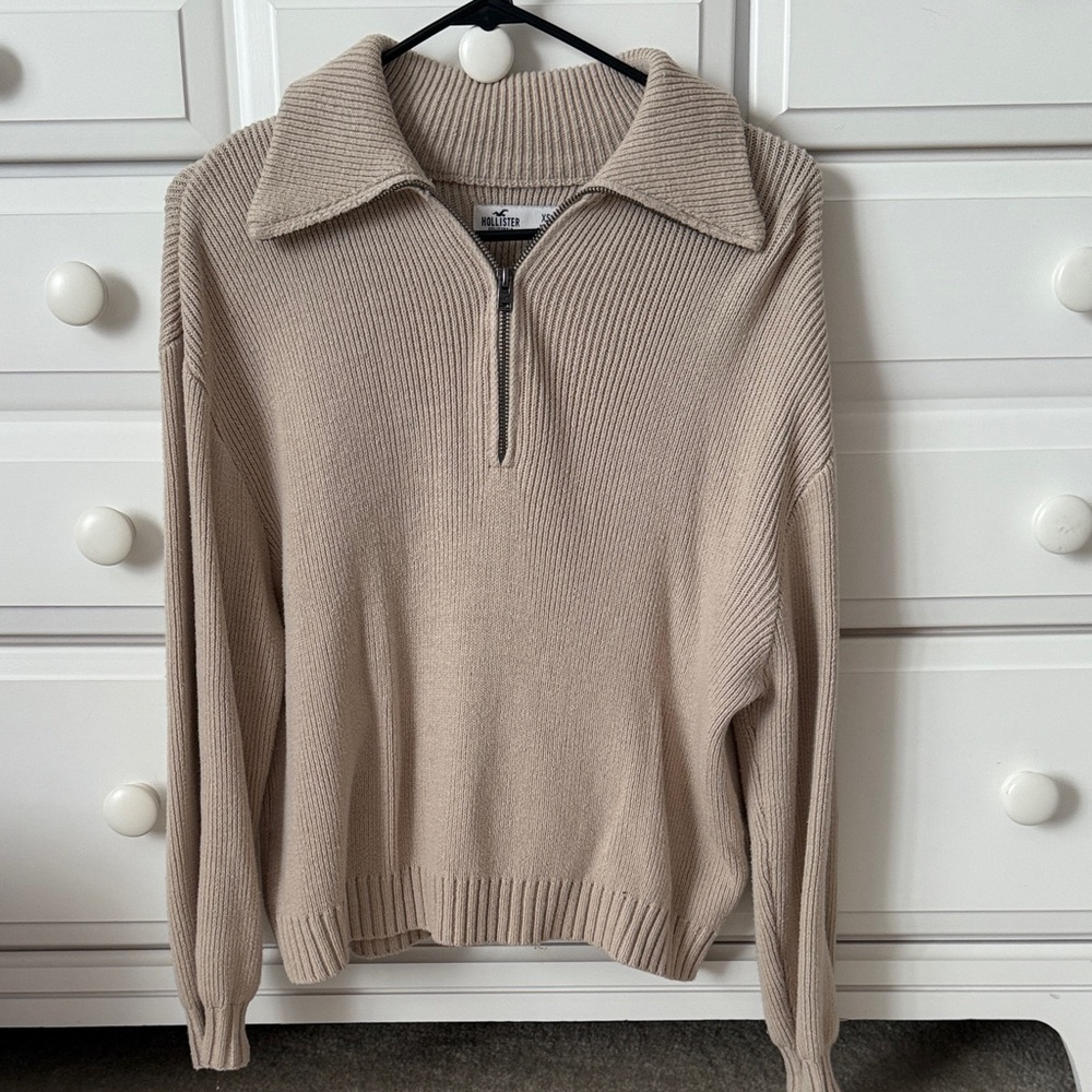 Hollister Tan Zip-Up Sweater